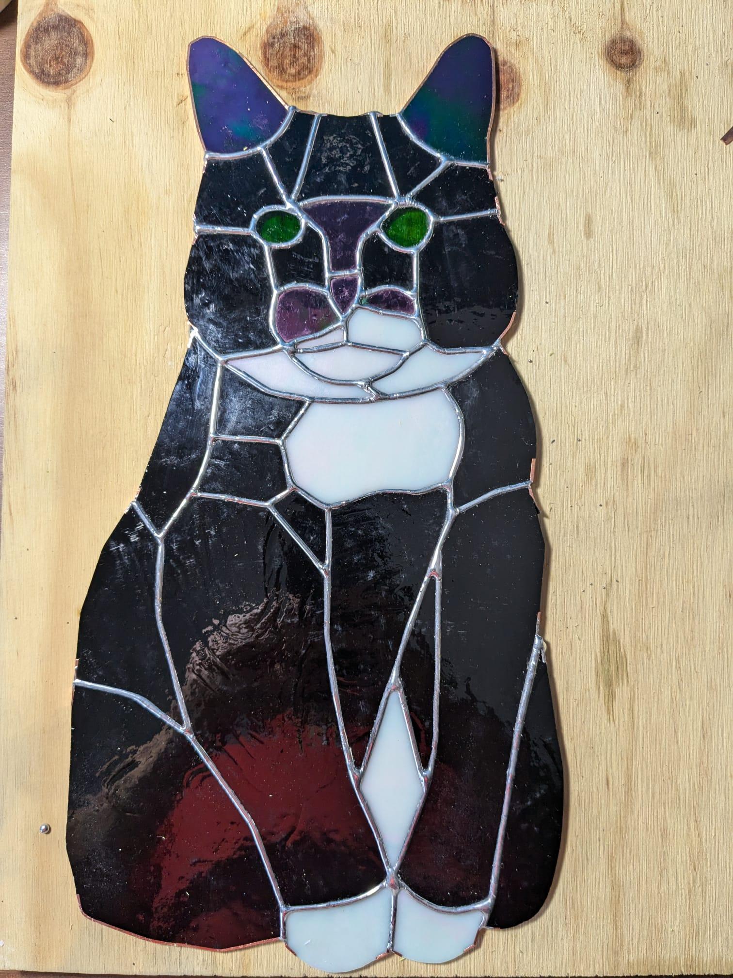 Stained glass orange cat