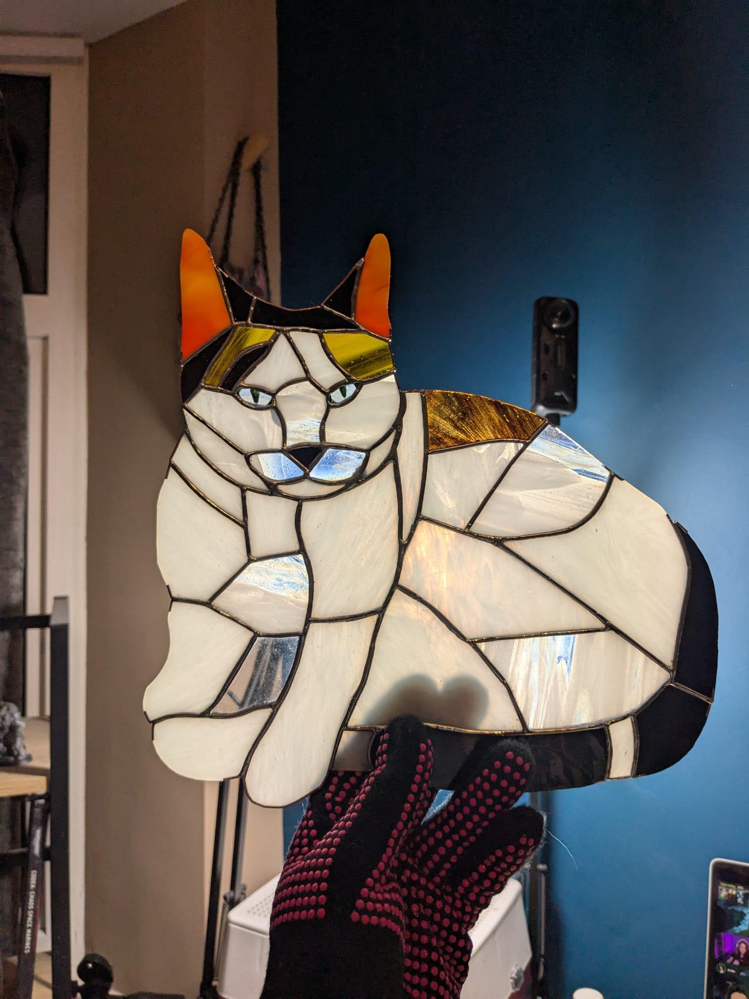 Stained glass orange cat