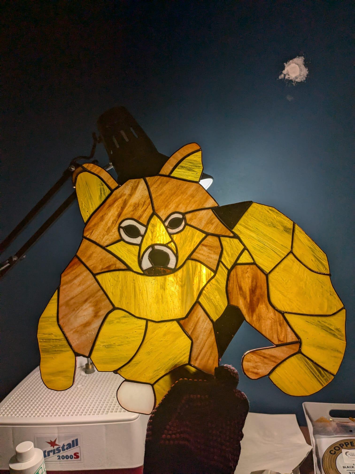 Stained glass orange cat