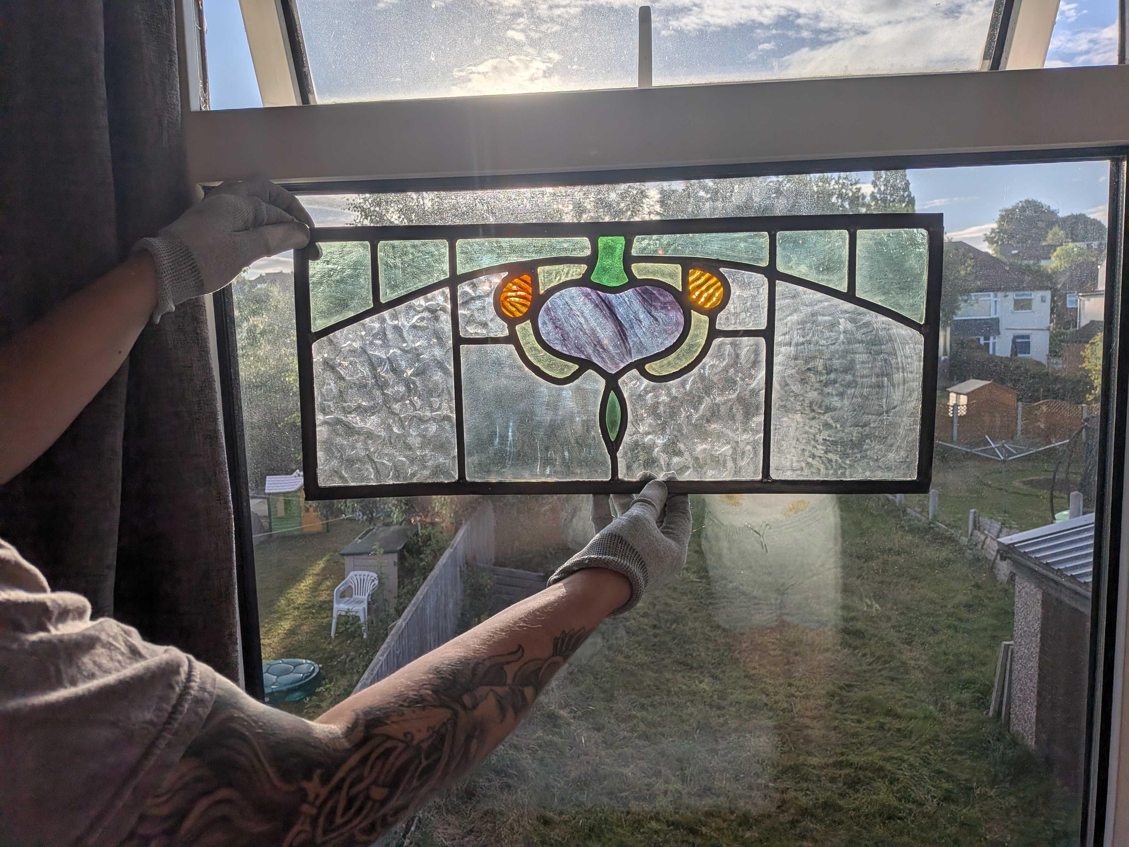 Restored Edwardian stained glass window panel